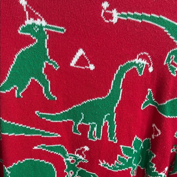 Red Dinosaur Pattern Sweater - Picture 3 of 3